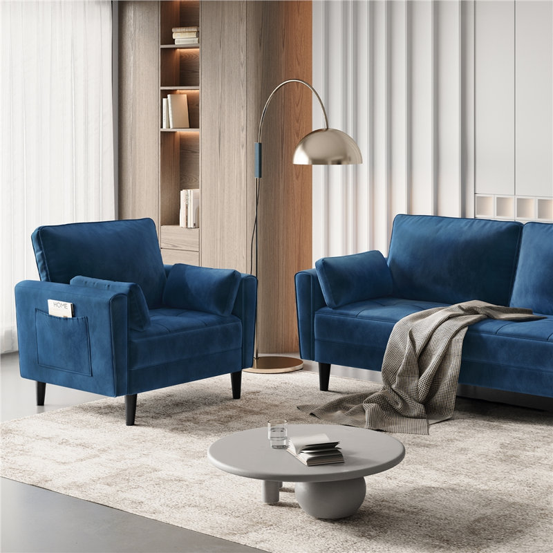 Upholstered Accent Chair, Blue