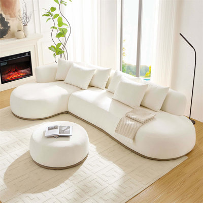 Canapé modulaire surdimensionné en L avec repose-pieds, siège profond confortable pour les grands salons, design moderne et revêtement durable