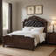 Très grand lit Geovany, revêtement en similicuir capitonné, style baroque brun-29210309-29210308