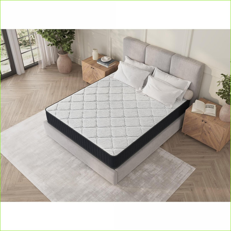 Mattresses | 10” King Innerspring Hybrid Mattress - Cooling Gel, Pressure Relief, Motion Isolation | CertiPUR-US/Oeko-TEX | Assembled in USA | Gray, Fabric