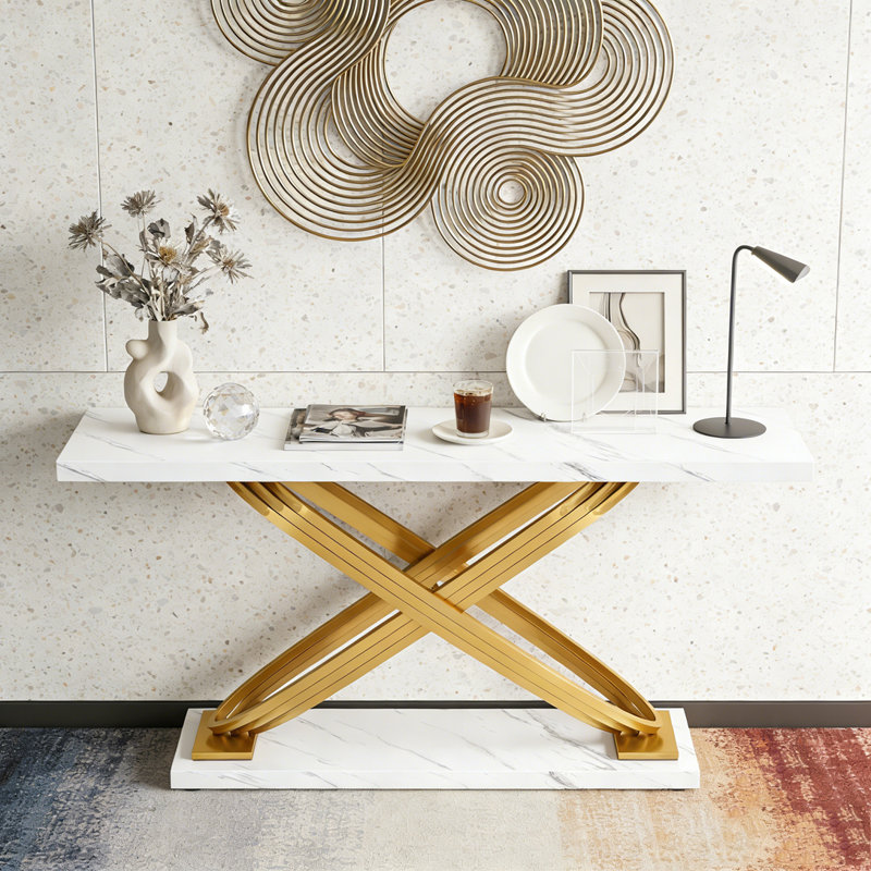 Table d'entrée moderne pour canapé en faux marbre