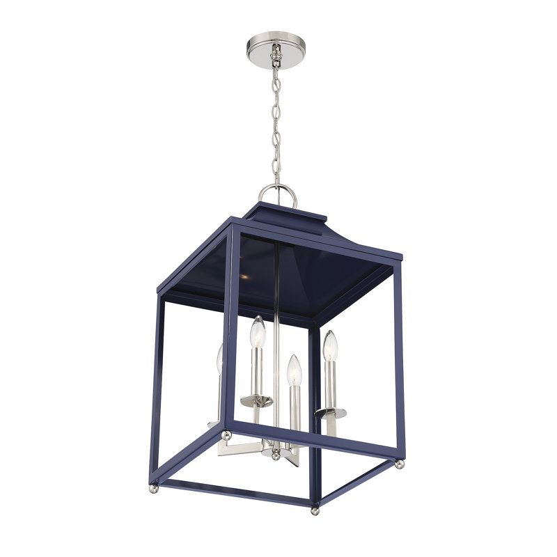 Meridian 4-Light Nigel in Navy Blue with Polished Nickel, 4, Navy Blue