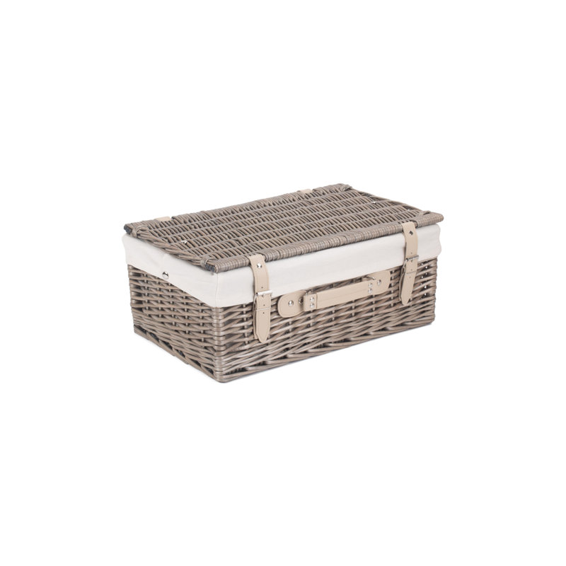 Wicker Basket with Lining, 19cm H x 46cm W x 30cm D, Double Steamed Hamper/Red Lining