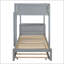 Lit superposé simple au-dessus d'un lit simple avec lit gigogne, rangement et bureau, pour une utilisation peu encombrante et multifonctionnelle dans les petites pièces-235752435