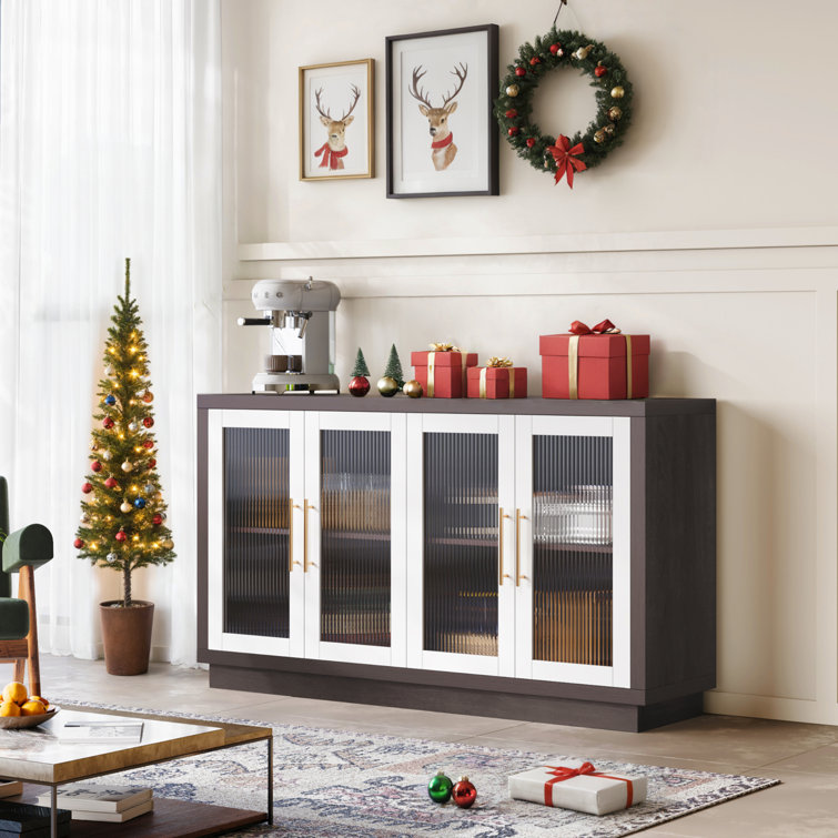 Veltri 55.1" Sideboard with 4 Glass Doors