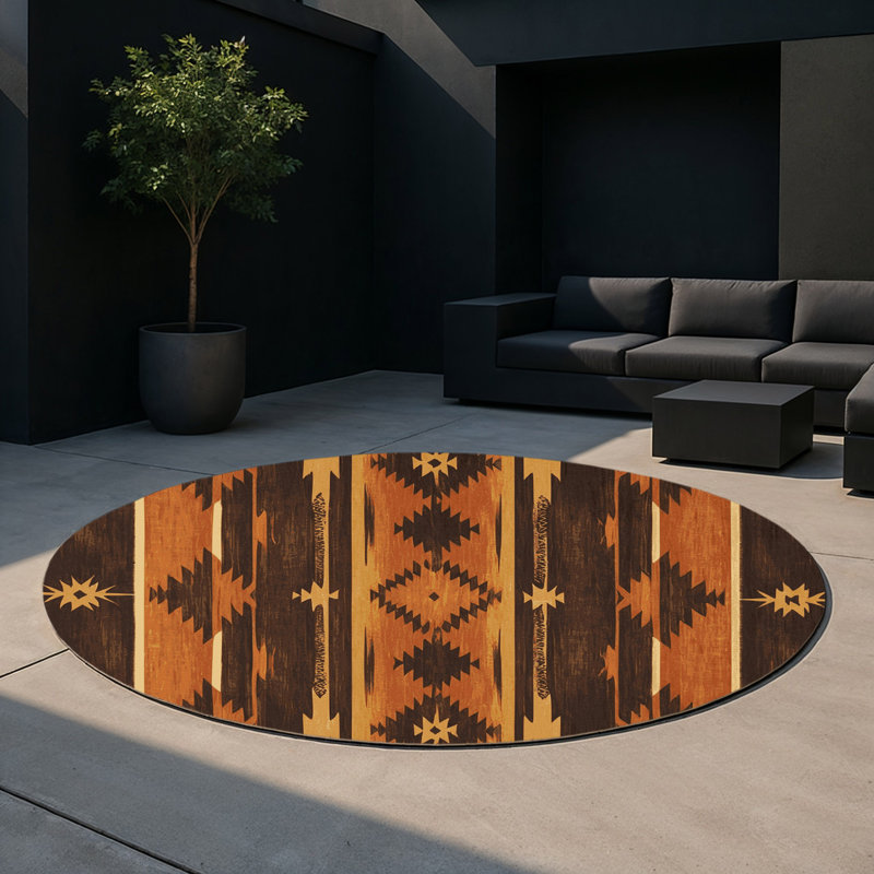 Tapis intérieur et extérieur Woven Horizons, Rond 5 pi