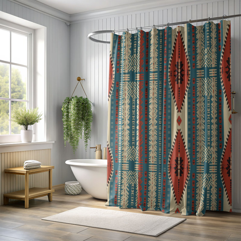Rideau de douche Boho Stripes - Premium, H 74 po x l 71 po