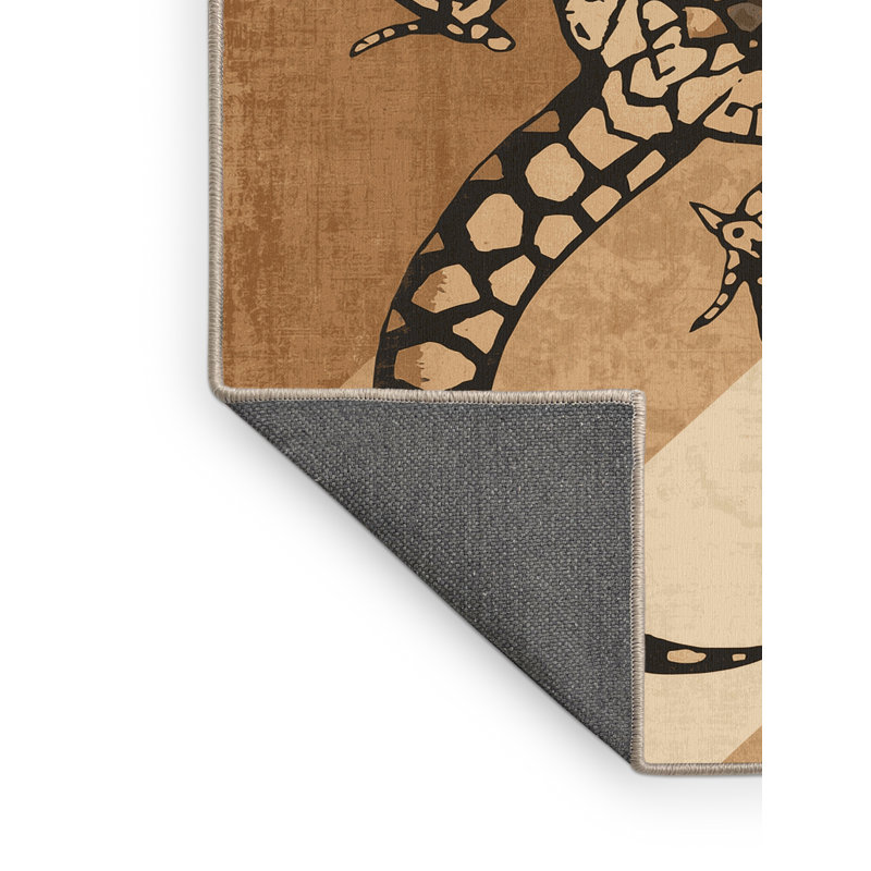 Tapis moelleux et moelleux au look rustique et moderne de style lézard brun et beige, 8 x 12