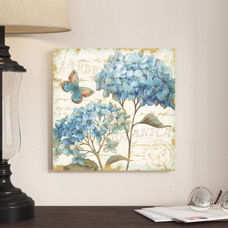«Blue Garden IV» par Daphne Brissonnet - impression d'art graphique, H 12 po x l 12 po, Toile tendue, Non