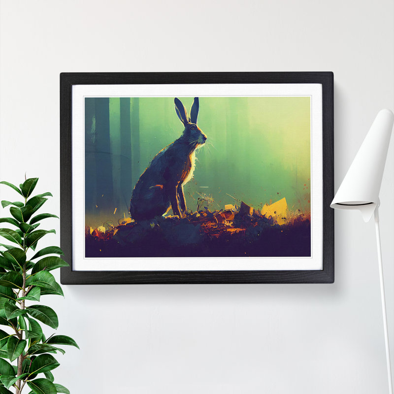 Hare Vol.1 Abstract - Single Picture Frame Painting, Black, 46cm H x 64cm W x 2cm D
