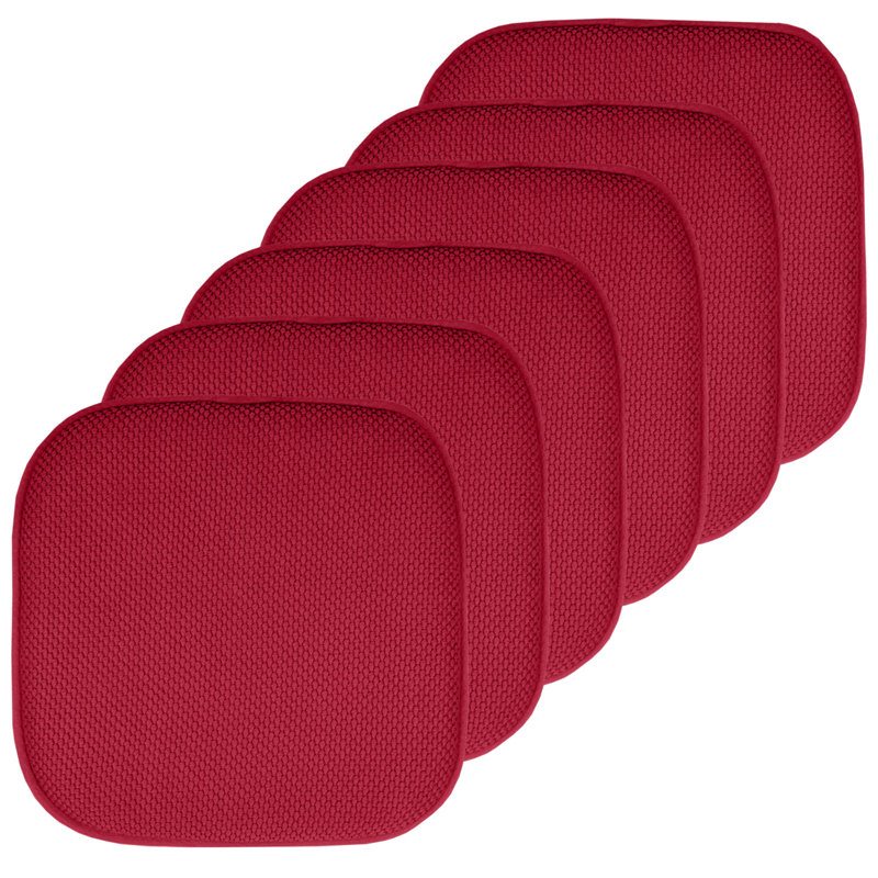 Coussins de chaise antidérapants Honeycomb, Rouge, Paquet de 6