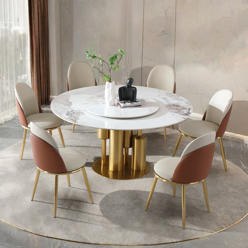Lazy Susan Rotating Marble Dining Table Sintered Stone Modern Design Perfect For Dining Rooms & Kitchens
