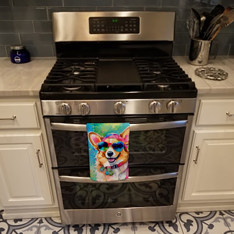 Serviette de cuisine Corgi Hippie Dawg