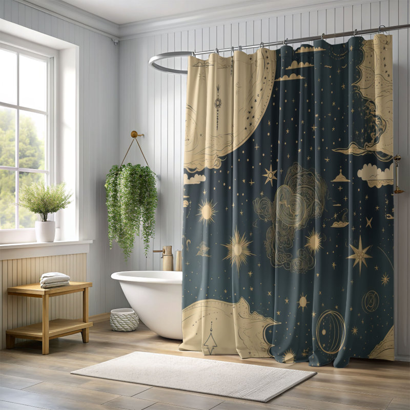 Rideau de douche abstrait Mowlud, H 74 po x l 71 po
