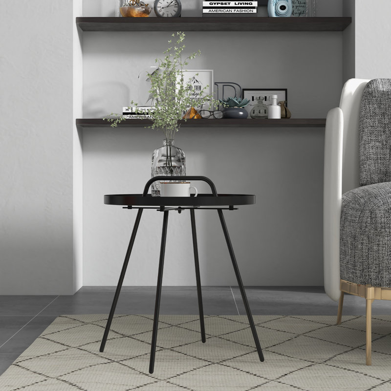 Table d'appoint en acier inoxydable Gurtrude, Noir