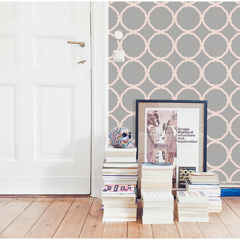 Chic Circles Geometric Wallpaper Roll by Jamie Graney, Gray/Pale Dogwood