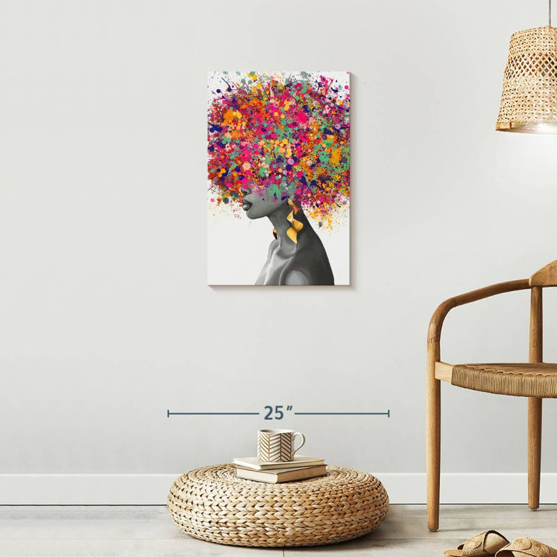 Impression sur toile Afro Hair Pop, H 24 po x l 16 po x P 1,25 po