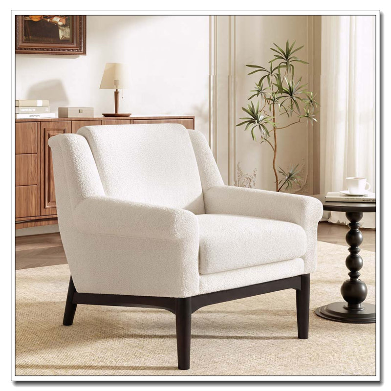 Chaise d'appoint moderne avec accoudoirs évasés, Beige