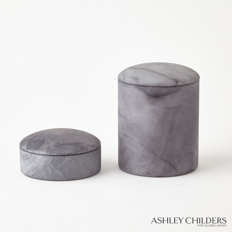 Gala Alabaster Canister-Tall, Gray