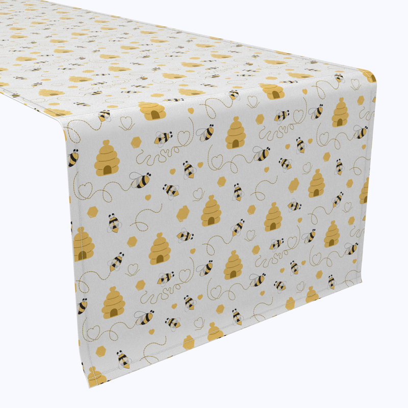 Table Runner, 100% Cotton, 16X108", Bees & Bee Hives, 90" x 16"