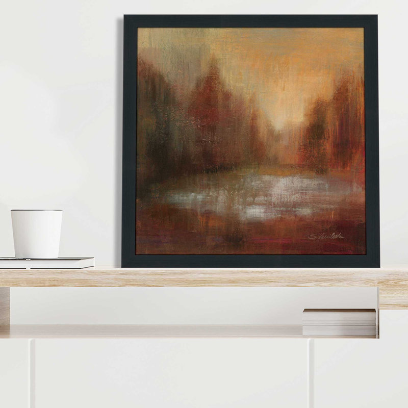 Pluie I - peinture, L 25,5 po x H 25,5 po, Cadre noir