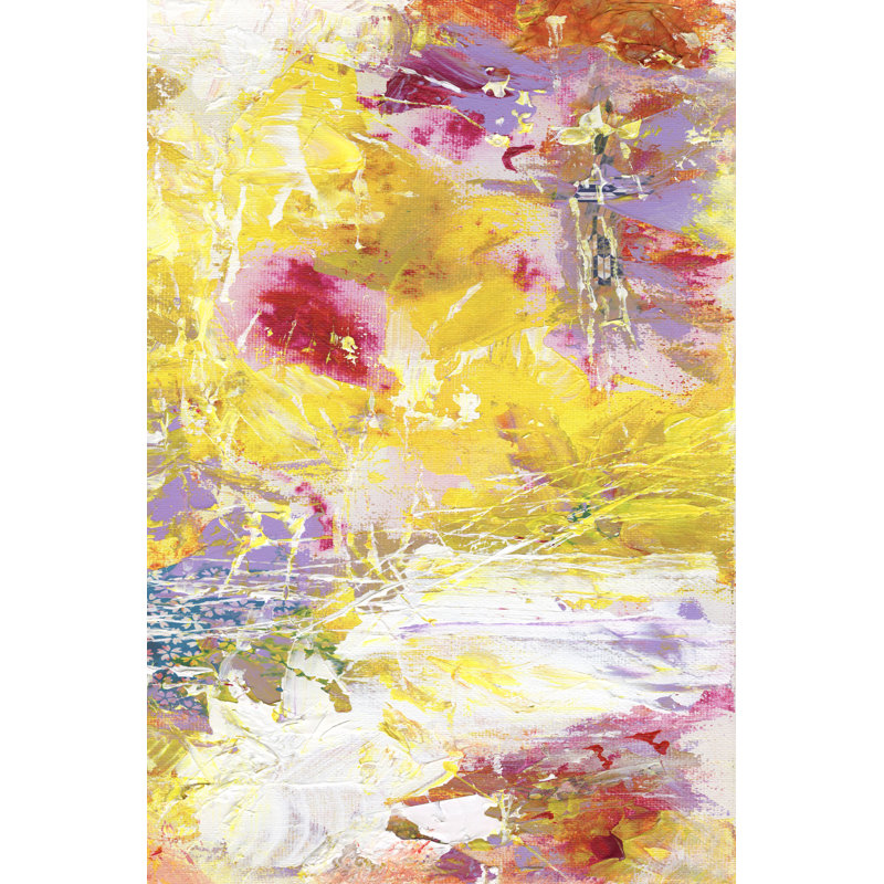 Yellow Abstract II - Painting, 122cm H x 81cm W, Black Floater Framed