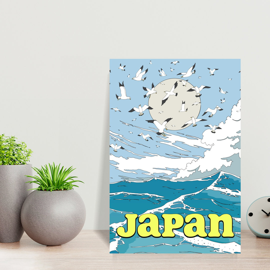 Contemporary Art Elegant Peaceful Serene Seagull Bird Coastal Wall Art - Wrapped Canvas Print