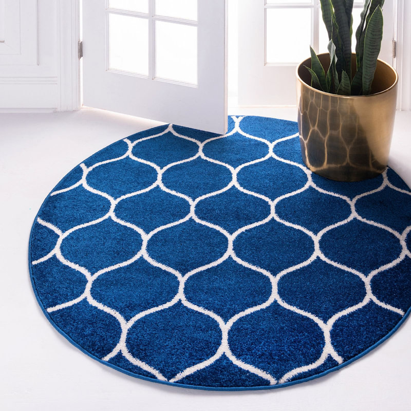 Tapis contemporain Tellaro couleur bord du lac, Rond 7 pi