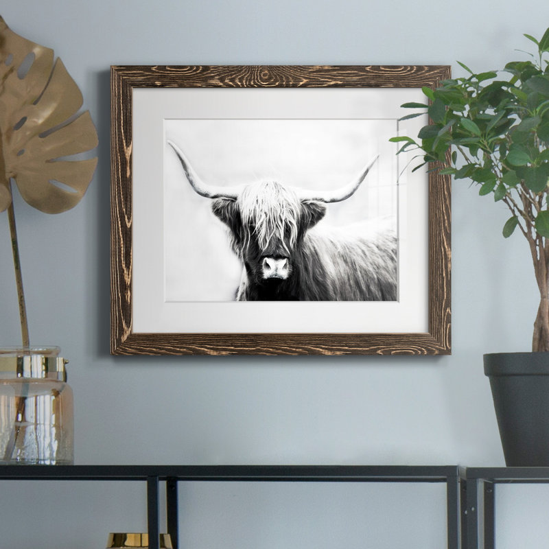 Seifert Longhorn - Reproduction de cadre photo sur papier, H 18 po x l 24 po x P 1,5 po, Papier, cadre noyer