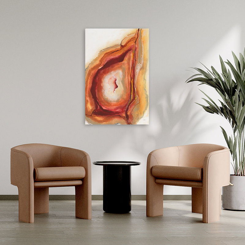 Aquarelle géode V - art abstrait géométrique brune et grise, H 36 po x l 24 po