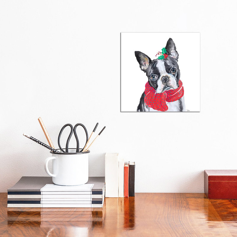 "Holiday Dog II" par Patricia Pinto, reproduction d’art, Pas de tapis, Toile tendue, H 12 po x l 12 po x P 0,75 po