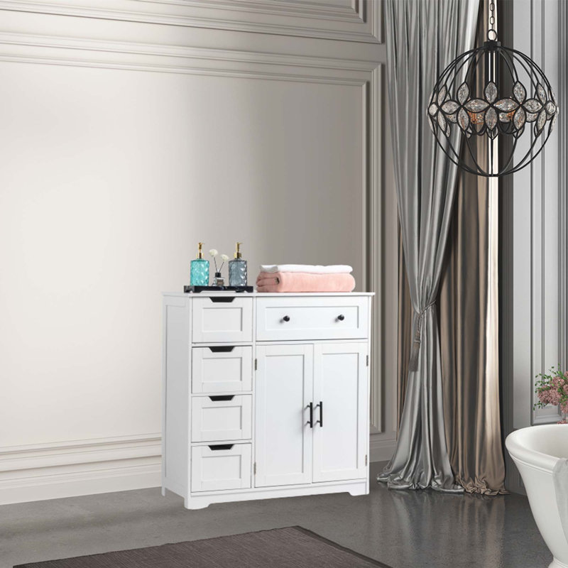 Armoire de rangement avec rangement, 2 portes et 5 tiroirs