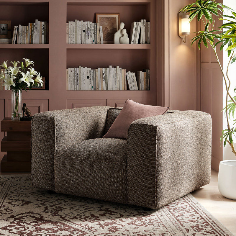 Chaise d'appoint Taren Lattice Bouclé, Terre