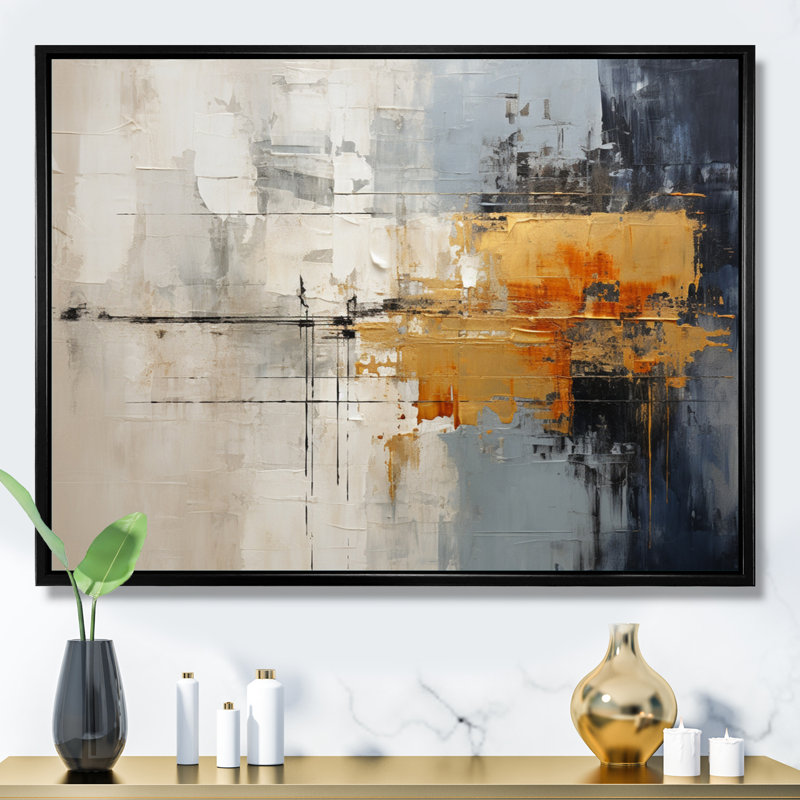 Abstract Cityscape II - Abstract Collages, reproduction d'art sur toile encadrée, H 34 po x l 44 po, Cadre flottant noir