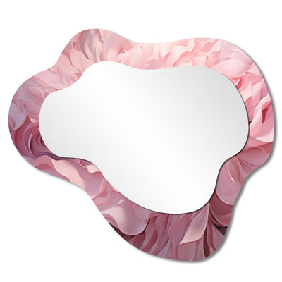 Modern Cloud-Shaped Wall Mirror – Pink Tender Twirl Spiral, Metal Print