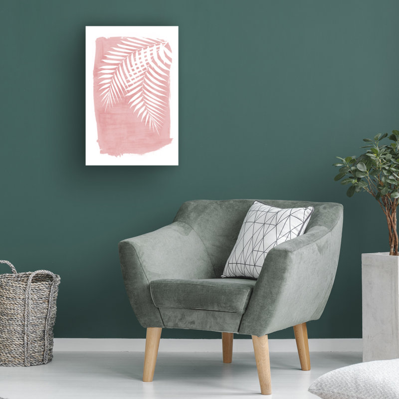 Art sur toile, feuilles de palmier roseologi, H 16 po x l 24 po