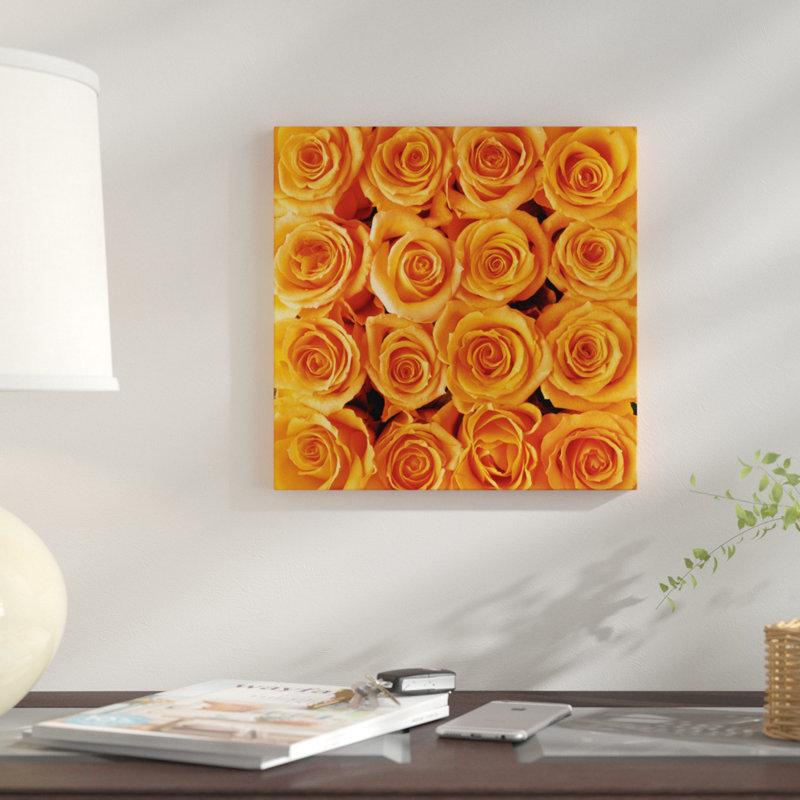 « orange rose creation », impression sur toile, H 12 po x l 12 po x P 0,75 po, Toile tendue, Pas de tapis