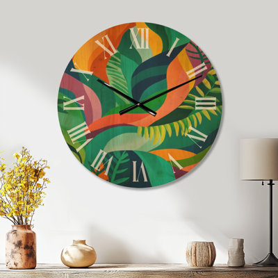 Grande horloge murale en bois de faune - rythme de forêt tropicale