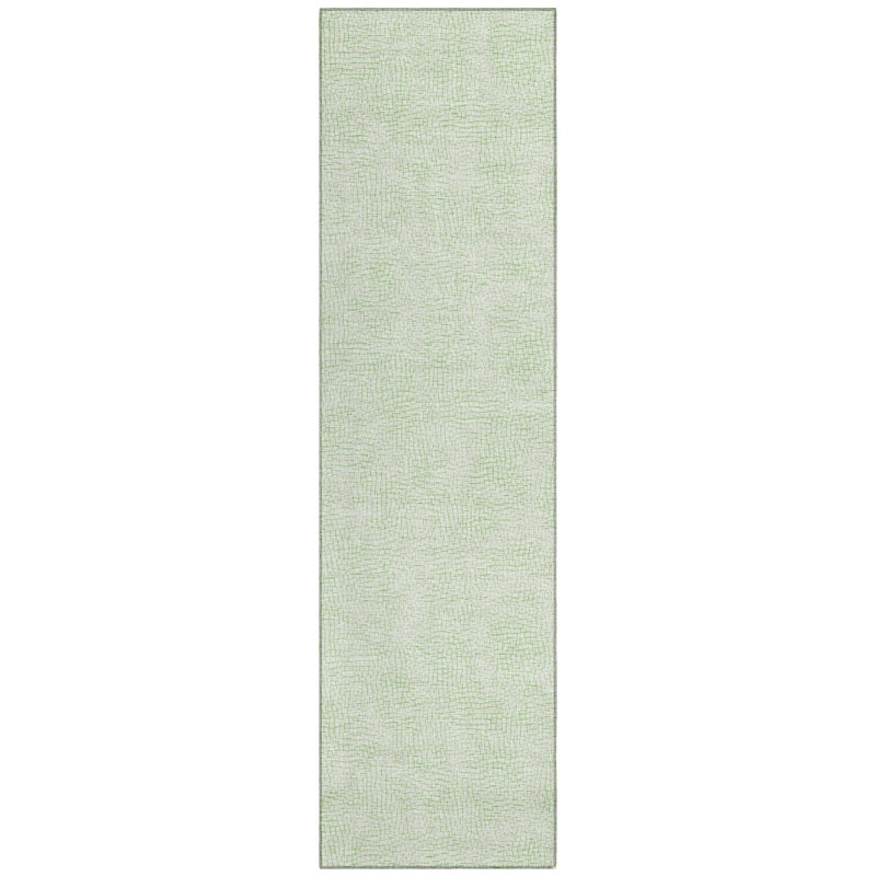 Mint Geometric Pattern Washable Synthetic Runner Rug