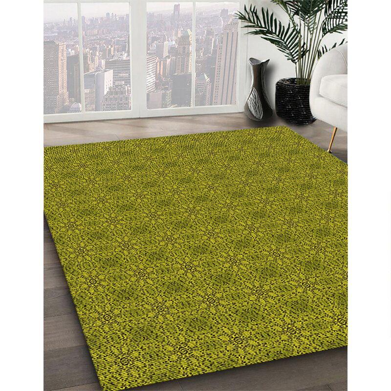 Tapis 100% à motifs lavables à la machine 2989 WSHPAT488YW, Rond 5 pi
