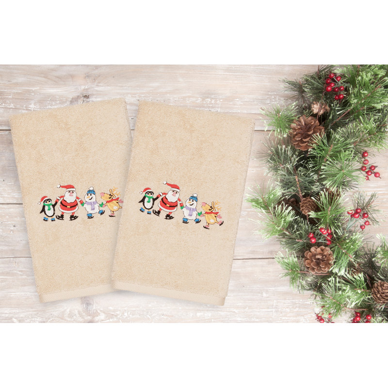 Débarbouillette de Noël brodée en coton turc, Sable