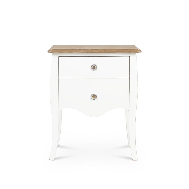 Jayce 36cm W Solid Wood Bedside Table, White/Brown