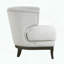 Fauteuil d'appoint tonneau gris - garniture cloutée - pieds en bois massif