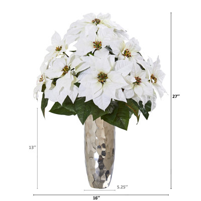 Arrangement floral artificiel poinsettia à vase