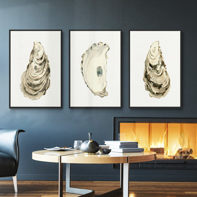 «Neutral Oyster Study I», ensemble de 3 toiles encadrées