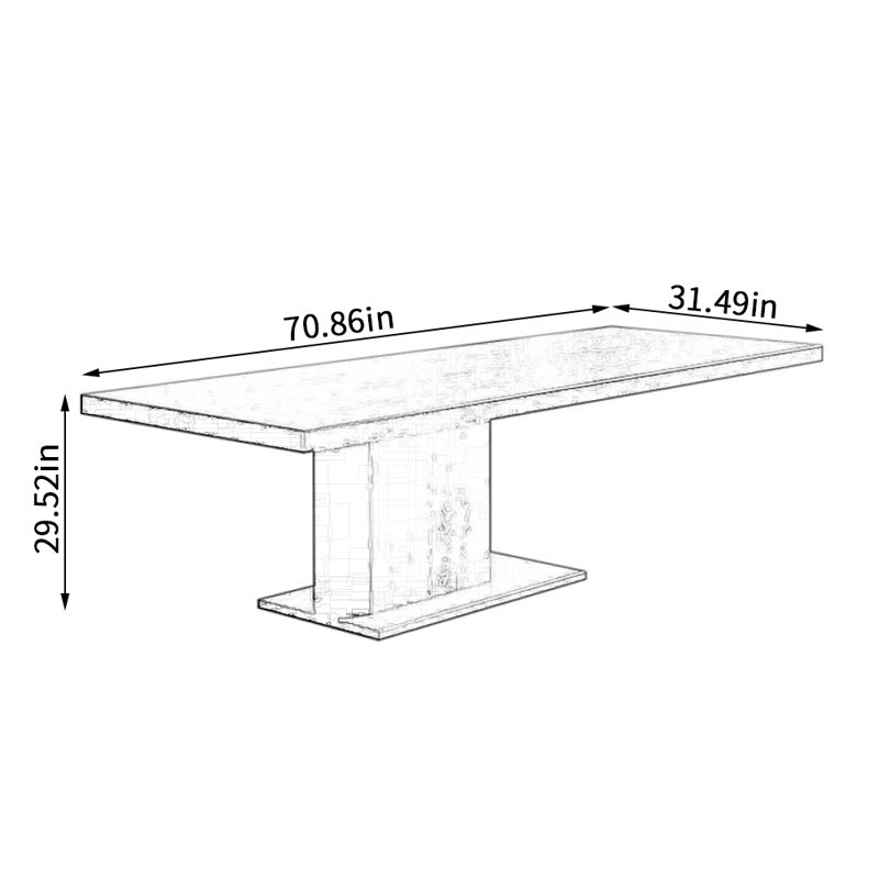 Ash Solid Wood Top Dining Table, 31.49" W x 70.86" L