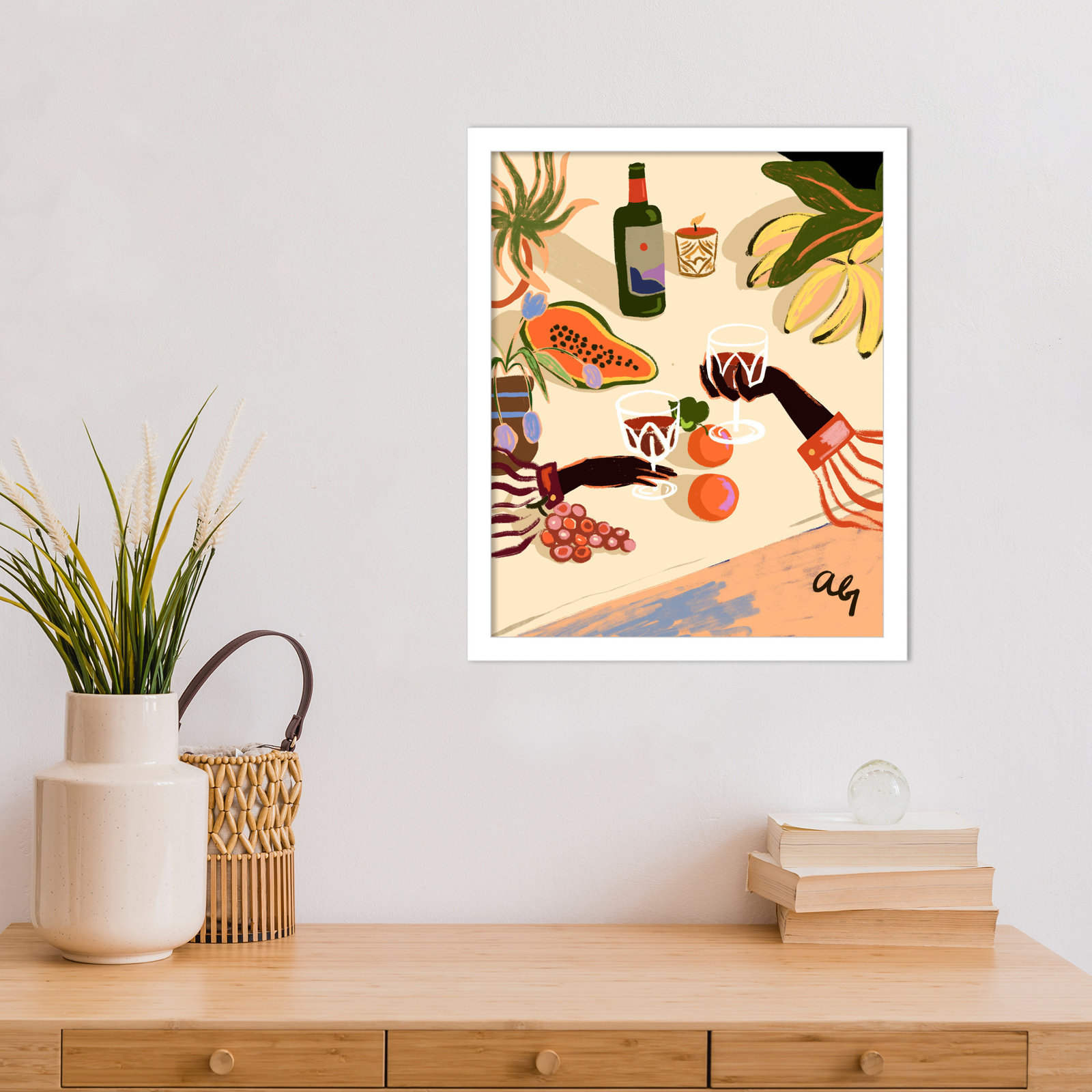 Pritchard "Cheers to You (Wine)" Print, White, 17" H x 14" W