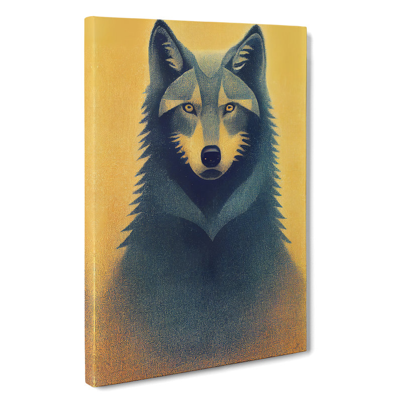 Retro Wolf Art - Wrapped Canvas, 50cm H x 35cm W x 3cm D