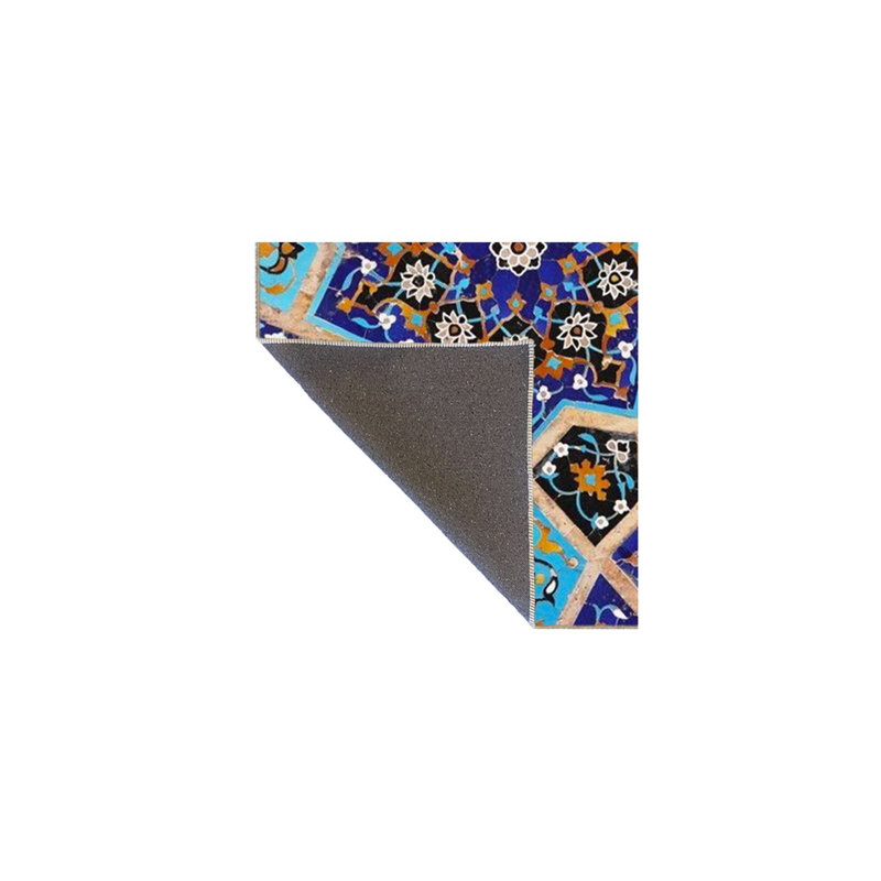 Tapis tissé à motif d'étoiles bleues et tapis lavable, Rectangulaire 3 pi 11 po x 5 pi 11 po