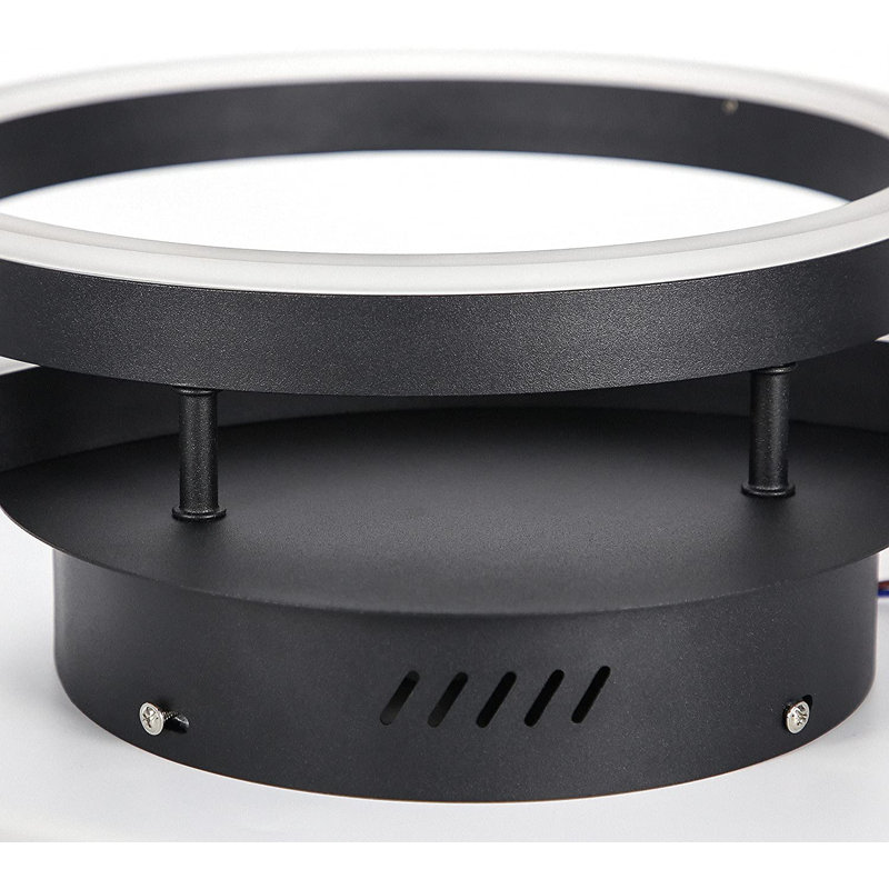Black Dimmable LED Ceiling Light with Acrylic Rings Design, 15'' H X 82'' W X 58'' D, 3